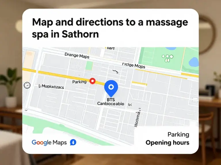 แผนที่และการเดินทางไปยังร้านนวดในสาทร — วิธีใช้ Google Maps, BTS, ที่จอดรถ และเวลาทำการ