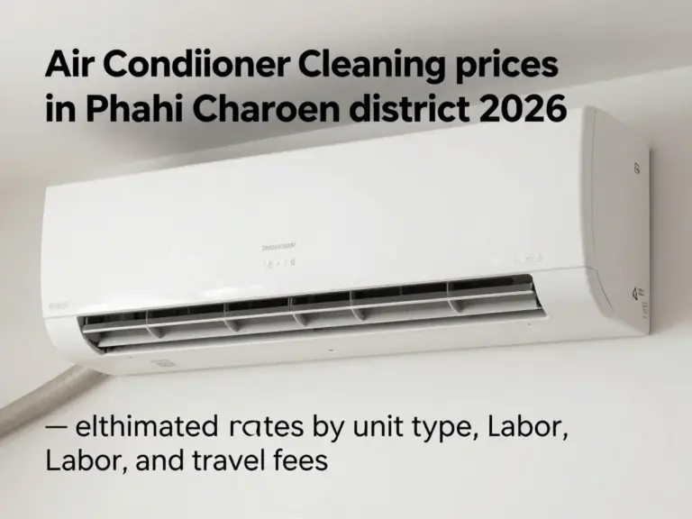 ราคาล้างแอร์ใน เขตภาษีเจริญ ปี 2026 — ราคาประเมินสำหรับเครื่องประเภทต่างๆ ค่าแรง และค่าเดินทาง