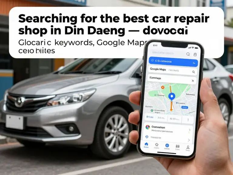 วิธีค้นหาอู่ซ่อมรถที่ดีที่สุดในเขตดินแดง — คีย์เวิร์ดท้องถิ่น รีวิวแผนที่ Google Maps และช่องทางสอบถามราคา
