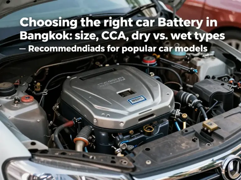 วิธีเลือกแบตเตอรี่รถยนต์ที่เหมาะสมในกรุงเทพฯ (ขนาด, CCA, ประเภทแห้ง vs. น้ำ) พร้อมคำแนะนำสำหรับรถยอดนิยม