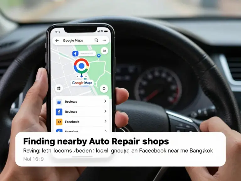 วิธีค้นหาอู่ซ่อมรถใกล้คุณอย่างมีประสิทธิภาพ — ใช้ Google Maps รีวิว เฟซบุ๊ก และกลุ่มท้องถิ่น พร้อมคำค้นแนะนำเช่น “อู่ซ่อมรถใกล้ฉัน บางกอกน้อย”